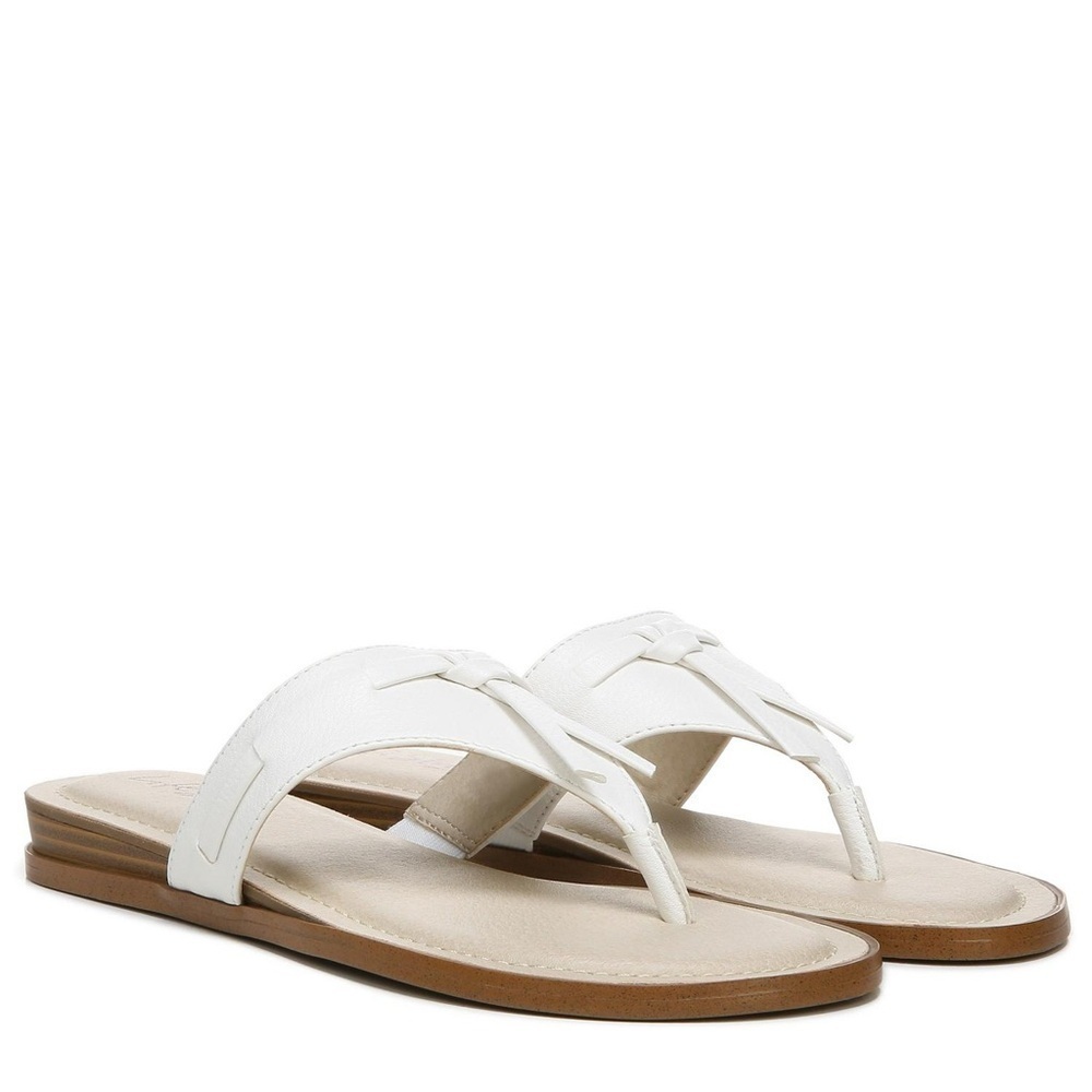 LifeStride Womens Rio Faux Leather Pebbled Flip-Flops (WIDE)